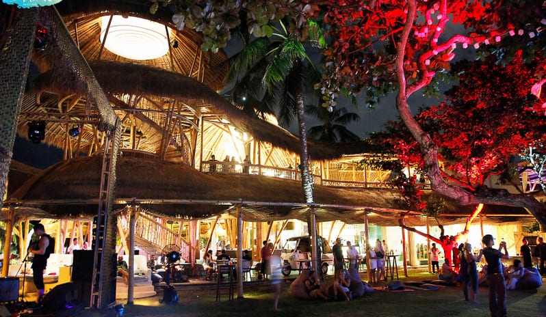 Azul exterior at night from Azul garden